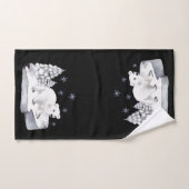 Schattige waterverf ijsbeer dennenbomen sneeuwvlok bad handdoek (Handdoek)