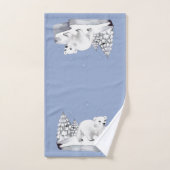 Schattige waterverf ijsbeer dennenbomen sneeuwvlok bad handdoek (Handdoek)