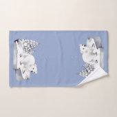 Schattige waterverf ijsbeer dennenbomen sneeuwvlok bad handdoek (Handdoek)