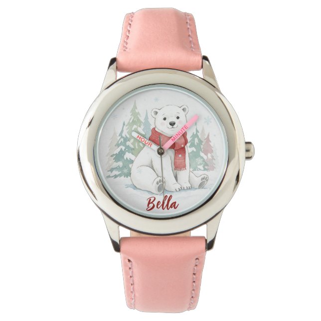 Schattige waterverf ijsbeer horloge (Voorkant)