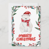 Schattige waterverf ijsbeer vrolijk kerstfeest feestdagenkaart (Voorkant)