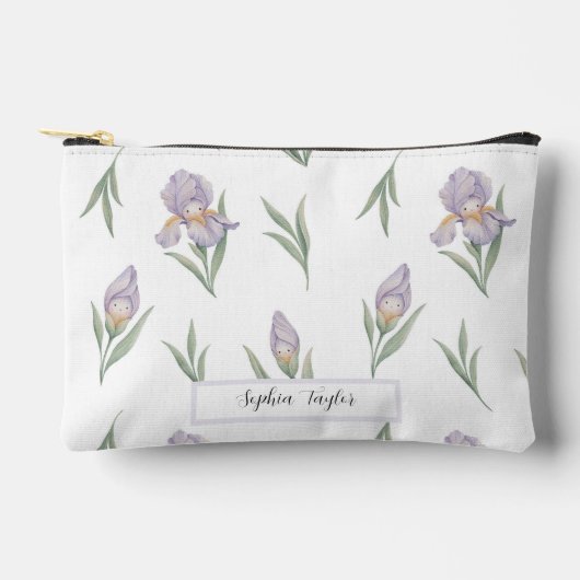 Schattige Waterverf Iris Bloemstuk Aangepaste Naam Etui (Voorkant)