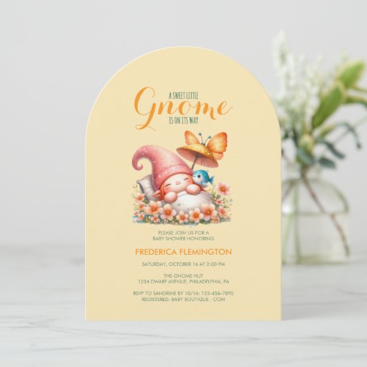 Schattige Waterverf Kabouter Baby Shower Kaart (Staand voorkant)