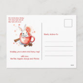 Schattige Waterverf kerst konijn in een rode Mok Feestdagenkaart (Achterkant)