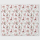 Schattige Waterverf kerstdachshundpatroon Cadeaupapier (Vlak)