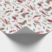 Schattige Waterverf kerstdachshundpatroon Cadeaupapier (Hoek)