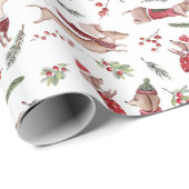 Schattige Waterverf kerstdachshundpatroon Cadeaupapier (Rol Hoek)
