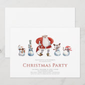 Schattige waterverf kerstkaart met sneeuwmannen en kaart (Voorkant / Achterkant)