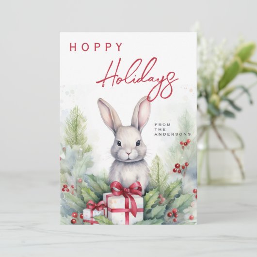 Schattige waterverf Kerstmis  Feestdagenkaart (Staand voorkant)