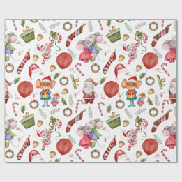 Schattige waterverf Kerstmuizen Cadeaupapier
