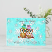 Schattige waterverf Kerstuil Feestdagenkaart (Staand voorkant)
