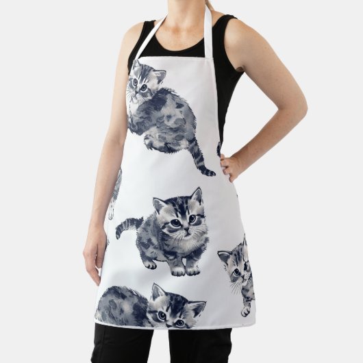 Schattige Waterverf Kitten Patroon Schattige Stijl Schort (Insitu)