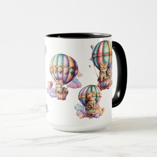 SCHATTIGE WATERVERF KITTENT IN HOT AIR BALLOONS MOK (Voorkant rechts)