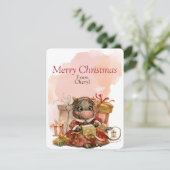 Schattige Waterverf Koe Feestdagenkaart (Staand voorkant)