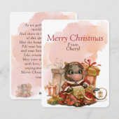 Schattige Waterverf Koe Feestdagenkaart (Voorkant / Achterkant)