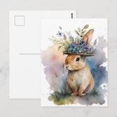 Schattige Waterverf Konijn Briefkaart (Voorkant / Achterkant)