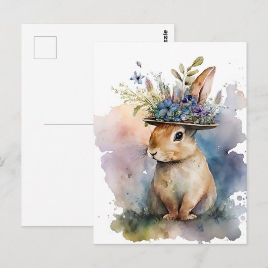 Schattige Waterverf Konijn Briefkaart (Voorkant / Achterkant)
