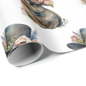 Schattige Waterverf Konijn Cadeaupapier (Rol Hoek)