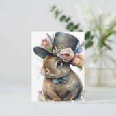 Schattige Waterverf konijn met een Pet Briefkaart (Staand voorkant)