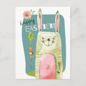 Schattige waterverf konijn met wortel Happy Easter Feestdagenkaart (Voorkant)