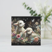 Schattige Waterverf Lamsvlees Christelijk Pasen Feestdagenkaart (Staand voorkant)