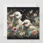 Schattige Waterverf Lamsvlees Christelijk Pasen Feestdagenkaart (Voorkant)