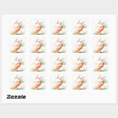 Schattige Waterverf Lente Konijn Wortel Vierkante Sticker (Vel)