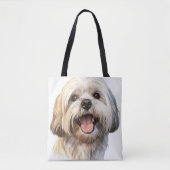 SCHATTIGE WATERVERF LHASA APSO DOG TOTE BAG (Voorkant)