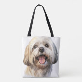 SCHATTIGE WATERVERF LHASA APSO DOG TOTE BAG (Achterkant)