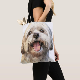 SCHATTIGE WATERVERF LHASA APSO DOG TOTE BAG