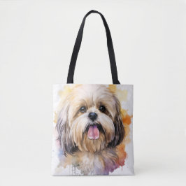 SCHATTIGE WATERVERF LHASA APSO DOG TOTE BAG