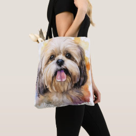 SCHATTIGE WATERVERF LHASA APSO DOG TOTE BAG