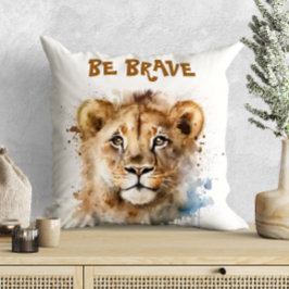 Schattige waterverf Little Lion Motivatie Kussen
