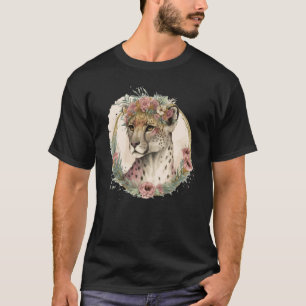 Schattige Waterverf Luipaard Bloemen Kroon Safari T-shirt