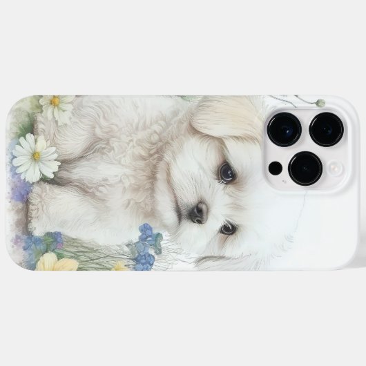 SCHATTIGE WATERVERF MALTESE PUPPY DOG Case-Mate iPhone CASE (Achterkant (horizontaal))