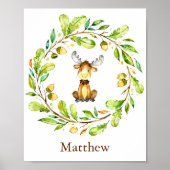 Schattige Waterverf Moose Nursery Art Poster (Voorkant)