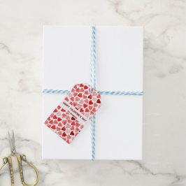 Schattige waterverf naadloze harten  Valentijnsdag Cadeaulabel