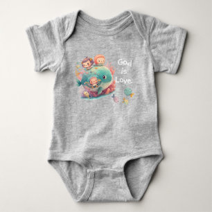 Schattige waterverf naive kinderkunst walvis vis  romper