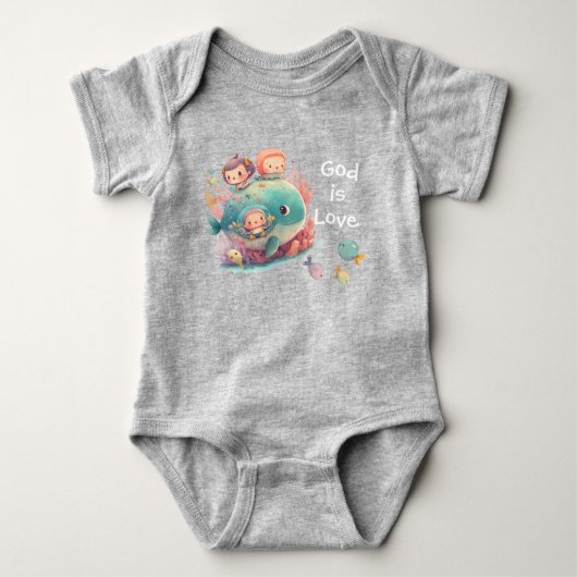 Schattige waterverf naive kinderkunst walvis vis romper (Voorkant)