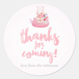 Schattige Waterverf Neushoorn Eenhoorn Baby Meisje Ronde Sticker