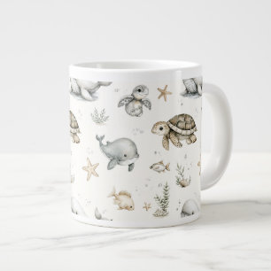 Schattige Waterverf Oceaan Baby Dieren Grote Koffiekop