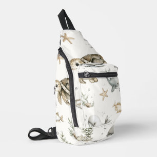Schattige Waterverf Oceaan Baby Dieren Sling Bag