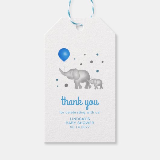 Schattige Waterverf Olephants Hartelijk dank Cadeaulabel (Voorkant)