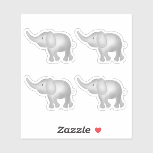 Schattige Waterverf Olephants Set van 4 kinderen Sticker (Vel)