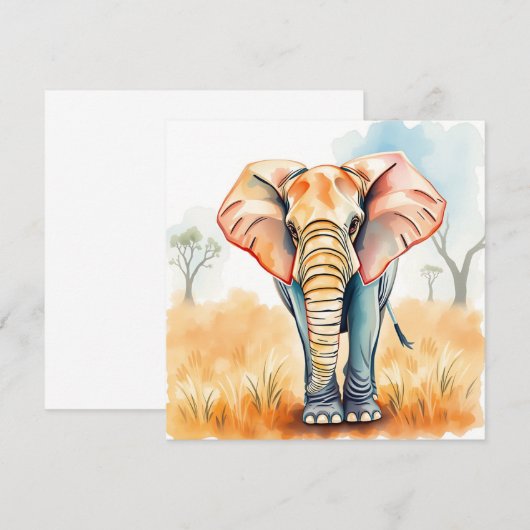 Schattige Waterverf olifant (Voorkant / Achterkant)