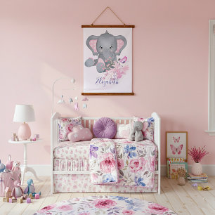 Schattige waterverf Olifant baby Hangend Wandkleed