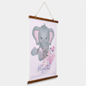 Schattige waterverf Olifant baby Hangend Wandkleed (Gebogen)