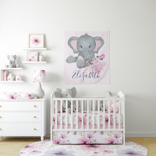 Schattige waterverf Olifant baby  Wandkleed