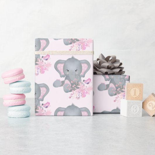 Schattige waterverf Olifant Cadeaupapier (Baby Shower)