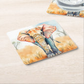 Schattige Waterverf olifant Kartonnen Onderzetters (Schuin)